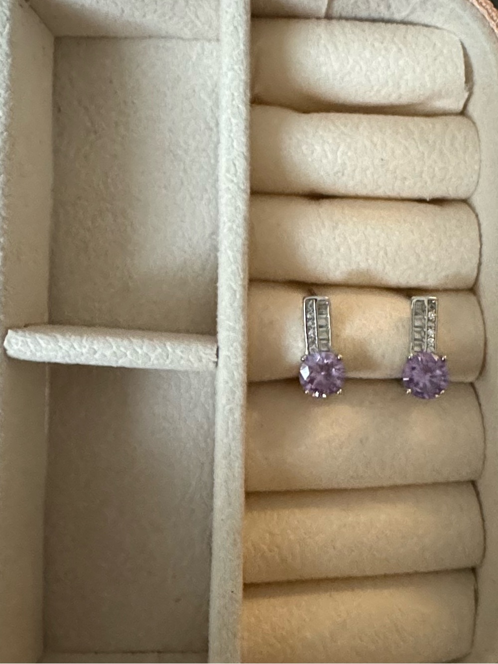 Purple Stone Silver Stud Earrings